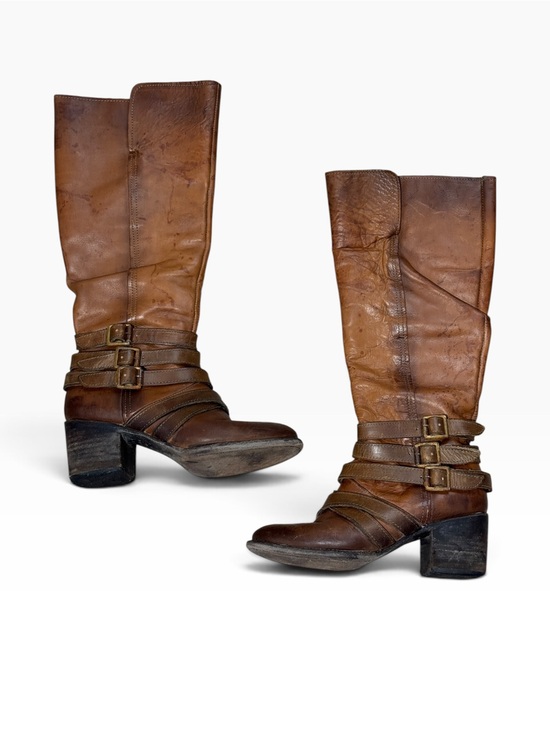 Freebird by Steven Shoes - Freebird by Steven | Jules Buckle Leather Boots Size 8 Distressed